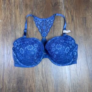 VIctoria's Secret 36DD Lightly Lined Demi floral lace shimmer sheer racerback